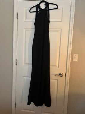 Lulu's Black Halter Gown with Sleek Silhouette
